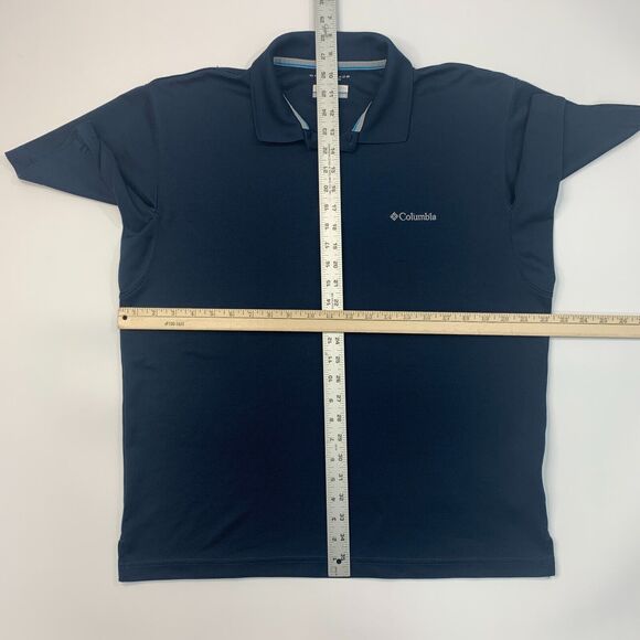 Columbia Polo Shirt Mens L Large Navy Blue Omni Shade Sun Protection Utilizer - Picture 5 of 14